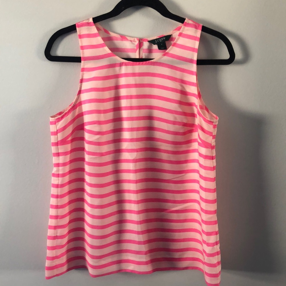 J. Crew Factory Pink Striped Sleeveless Blouse, Size 6